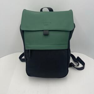 Duchamp London Rubberized Two-Tone Flap Green School Travel Laptop Backpack
